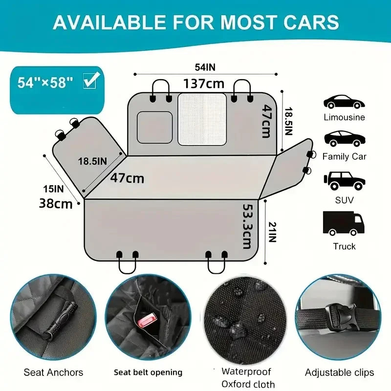 Dog Car Seat Cover Waterproof Hammock Nonslip Scratch Proof