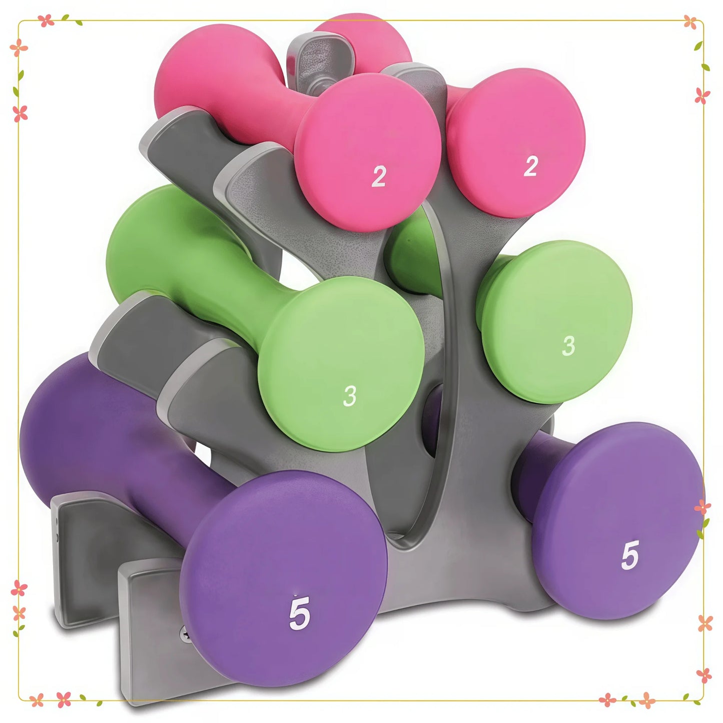 None Hourglass Neoprene Dumbbells With A-Frame Non-Slip Grips