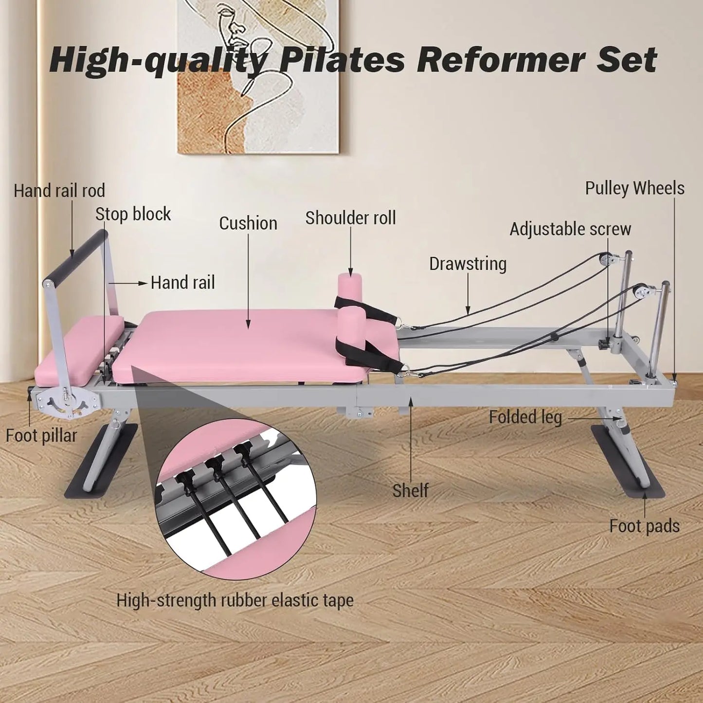 Pilates Reformer Machine Foldable For Home Gym Workout