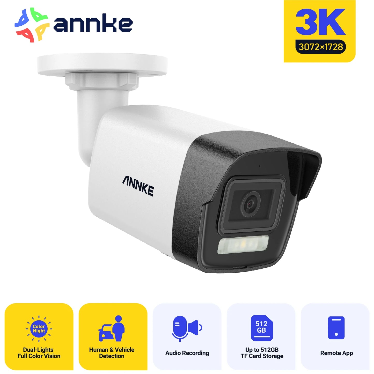 ANNKE 12MP 3K Outdoor PoE Security Camera With Dual Light