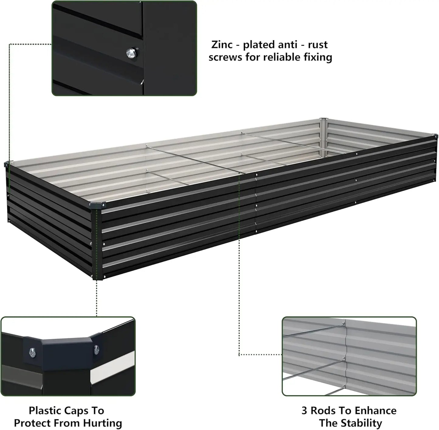2-Pack Galvanized Steel Raised Garden Bed Kit For Vegetables