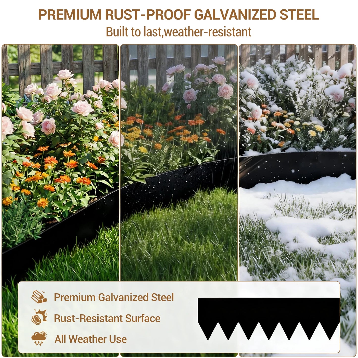 HiMISS Galvanized Steel Garden Edging Rust Resistant Border