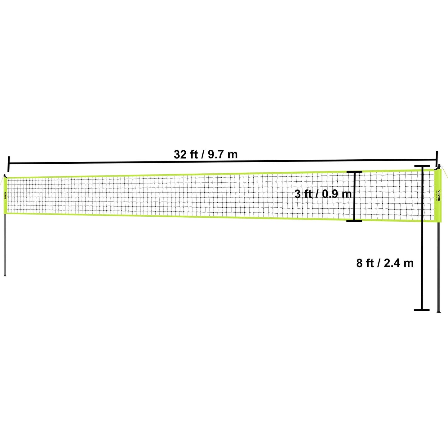 Outdoor Volleyball Net System With Adjustable Poles And Pump