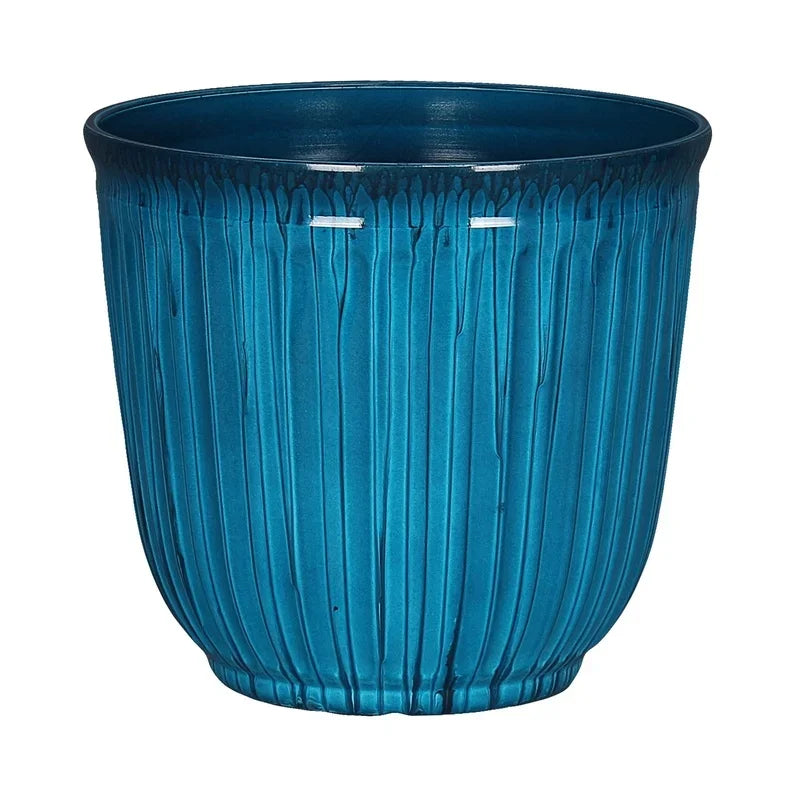 Round Planter Recycled Plastic With Drainage Holes Indoor Outdoor