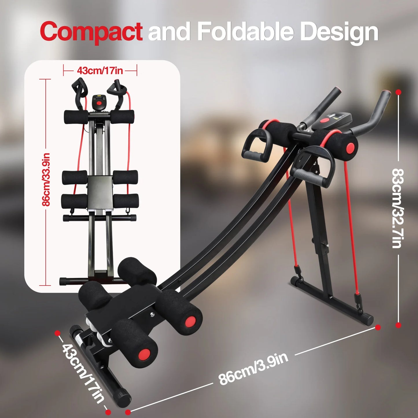 Foldable Abdominal Machine For Home Gym With LCD Display
