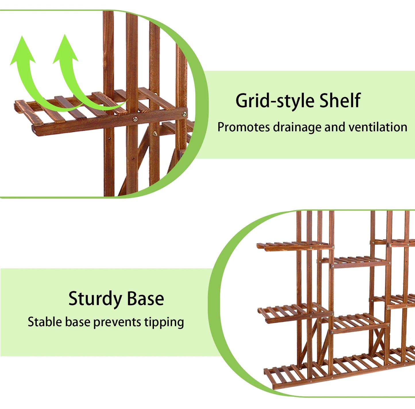 Wisfor Wooden Plant Shelf Stand Multi-Tier Indoor Outdoor Display