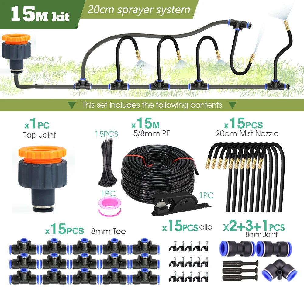 DIY Misting Sprayer Kit For Garden Irrigation With 8mm Hose