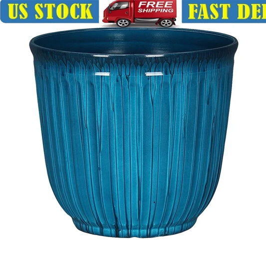 Round Planter Recycled Plastic With Drainage Holes Indoor Outdoor