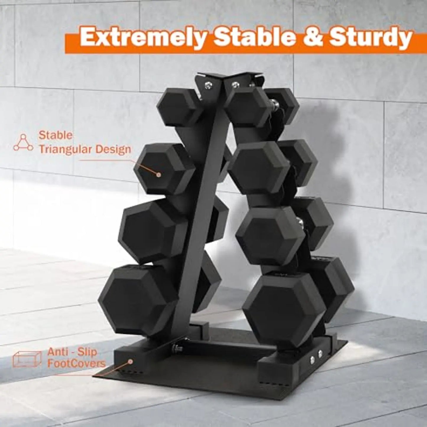 Dumbbell Set With Storage Rack And Rubber Coated Weights