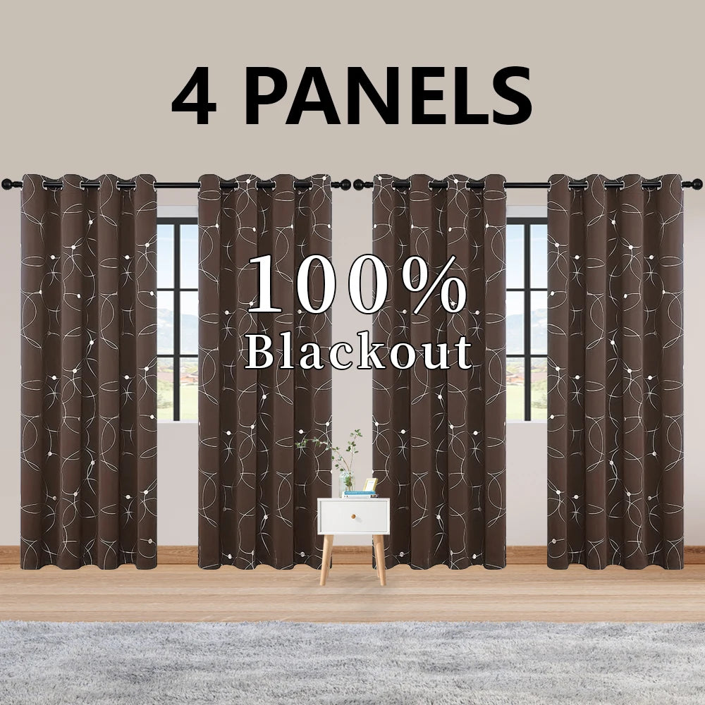 Blackout Curtains Thermal Insulated Room Darkening For Bedroom