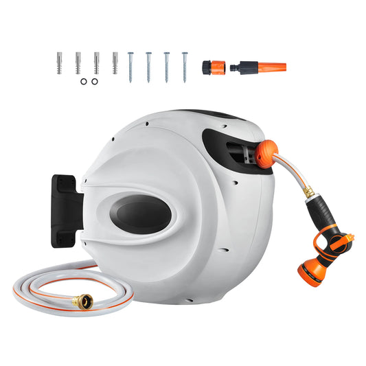 SucceBuy Retractable Hose Reel With 180 Degree Swivel Auto Rewind