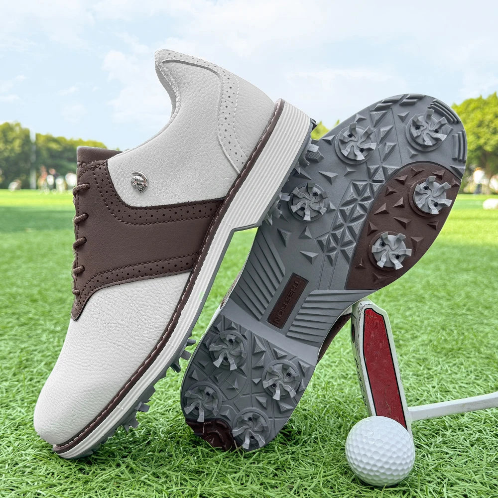 Lenox Men Golf Shoes Spiked Sneakers for Golfers Durable