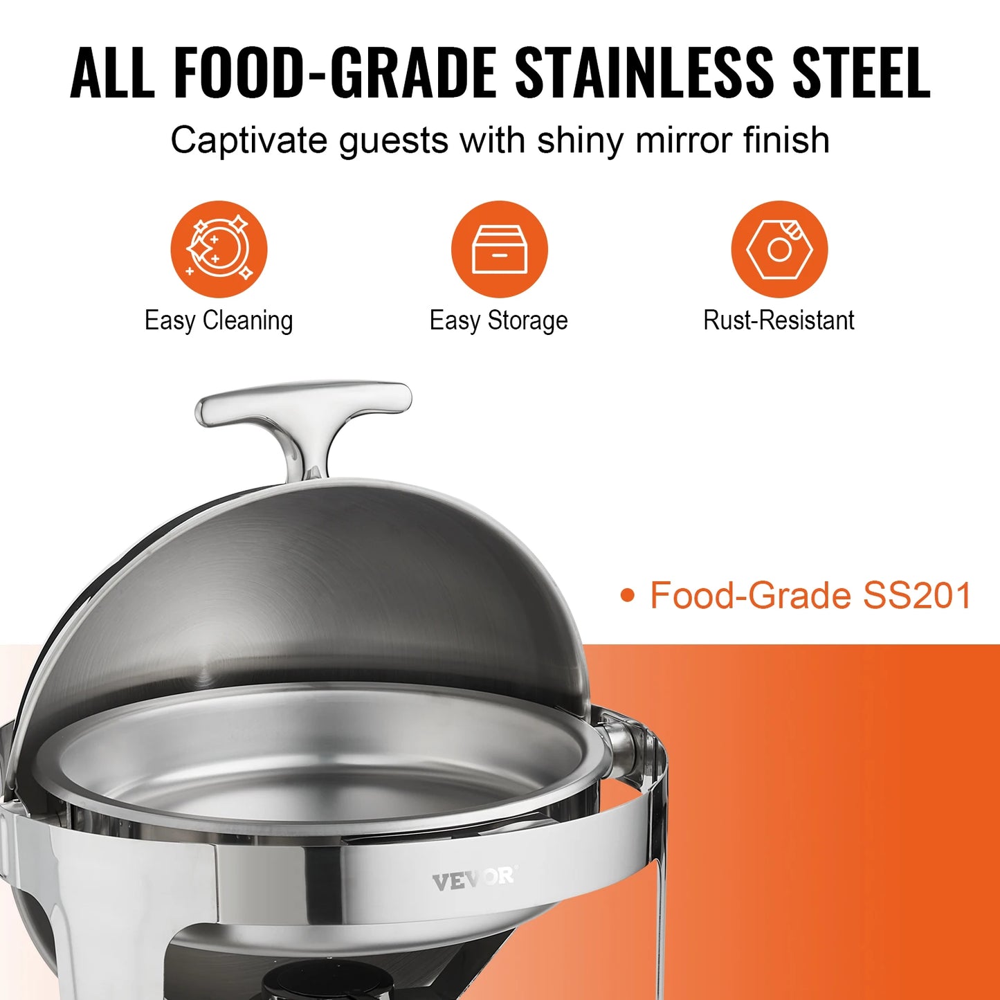 Succebuy Stainless Steel Chafing Dish Buffet Set With 6 Quart Full Size Pans For Catering