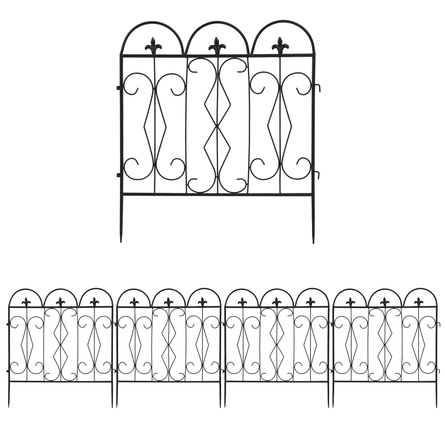 Outdoor Rustproof Metal Garden Border Fence Set Five Pieces
