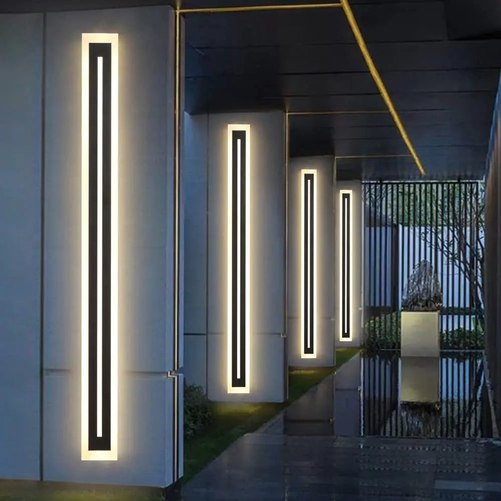 Outdoor Long Strip Modern LED Wall Sconce Frosted Acrylic IP67
