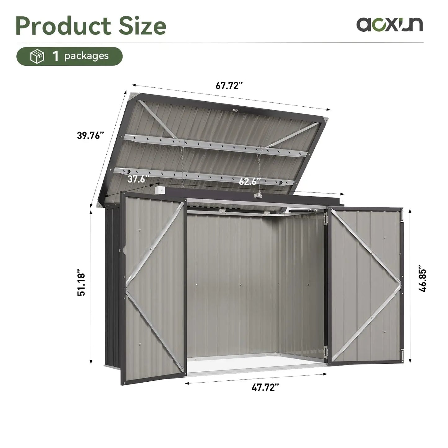 Metal Outdoor Storage Shed With Chain Lid Waterproof Organizer