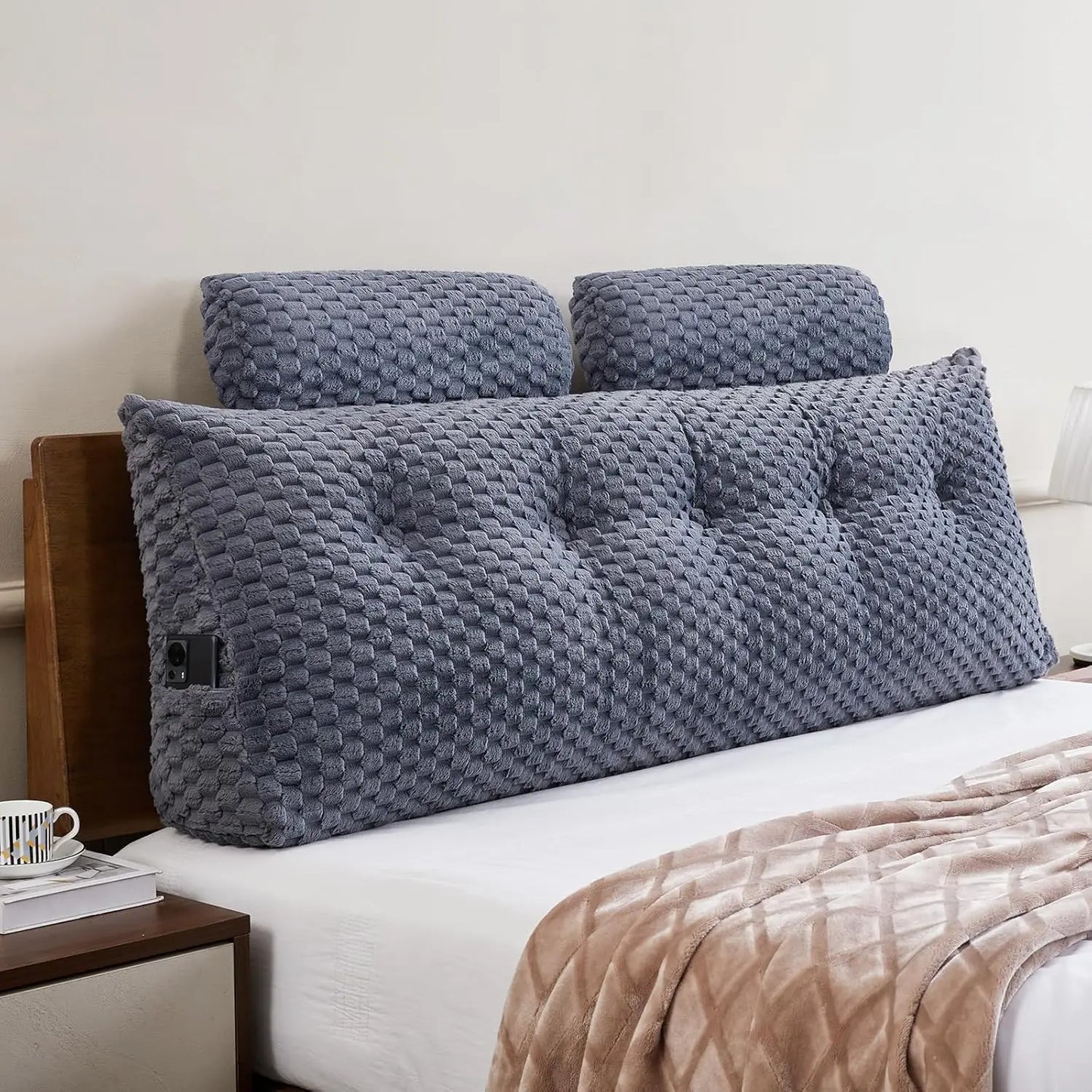 Sichuan Leather Wedge Headboard Pillow With Neck Roll Bolster