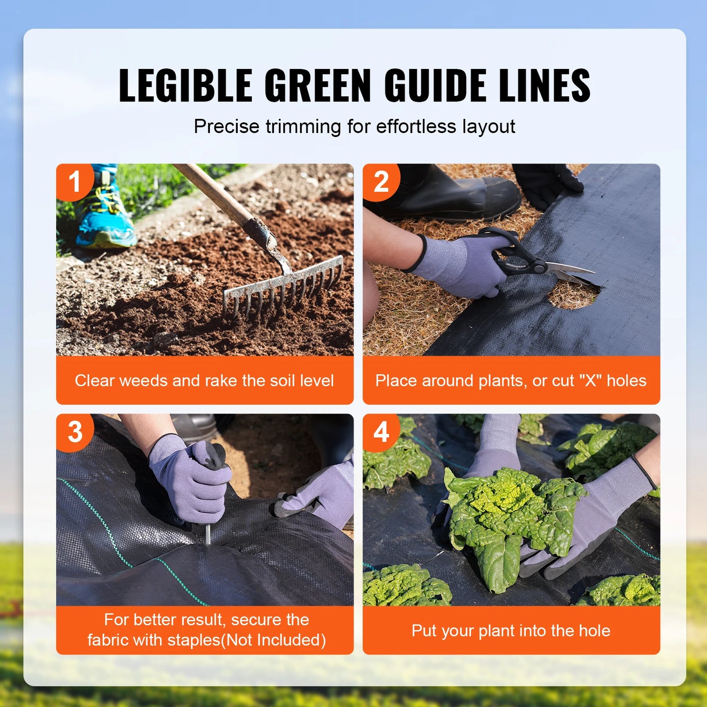 VEVOR Premium Heavy Duty Weed Barrier Landscape Fabric 3.2 Oz Geotextile
