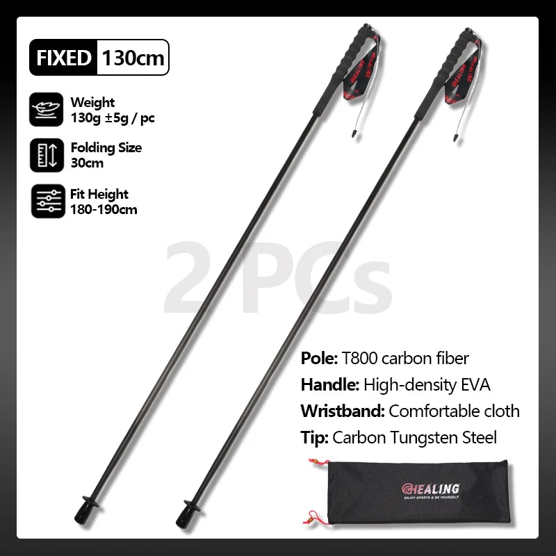 OKHEALINGCN Ultralight Carbon Fiber Trekking Poles Two Piece Foldable