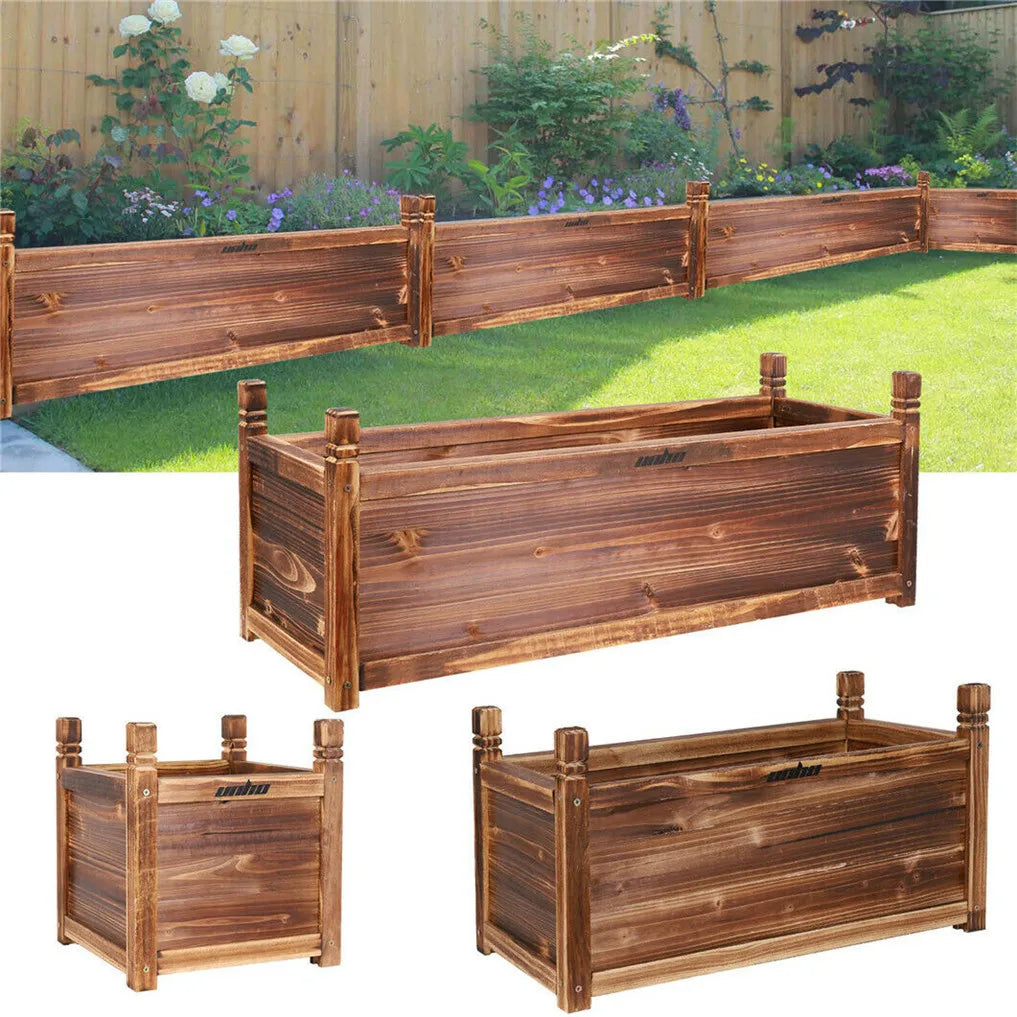 Wooden Raised Flower Bed Planter Box For Indoor Outdoor Use