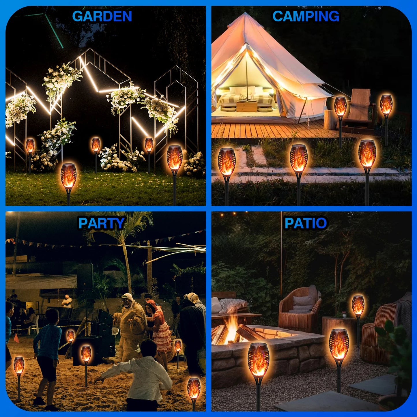 Solar Torch Lights Outdoor LED Flickering Flame Waterproof Garden Path