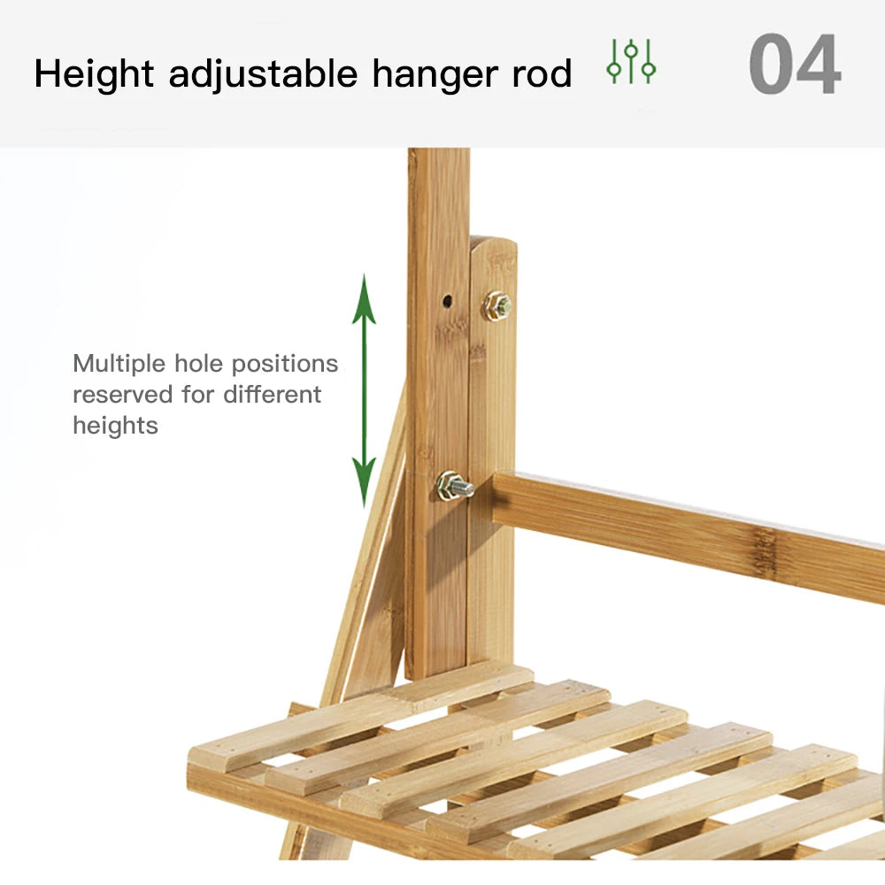 Folding Bamboo 3 Tier Plant Stand Ladder Style Indoor Outdoor
