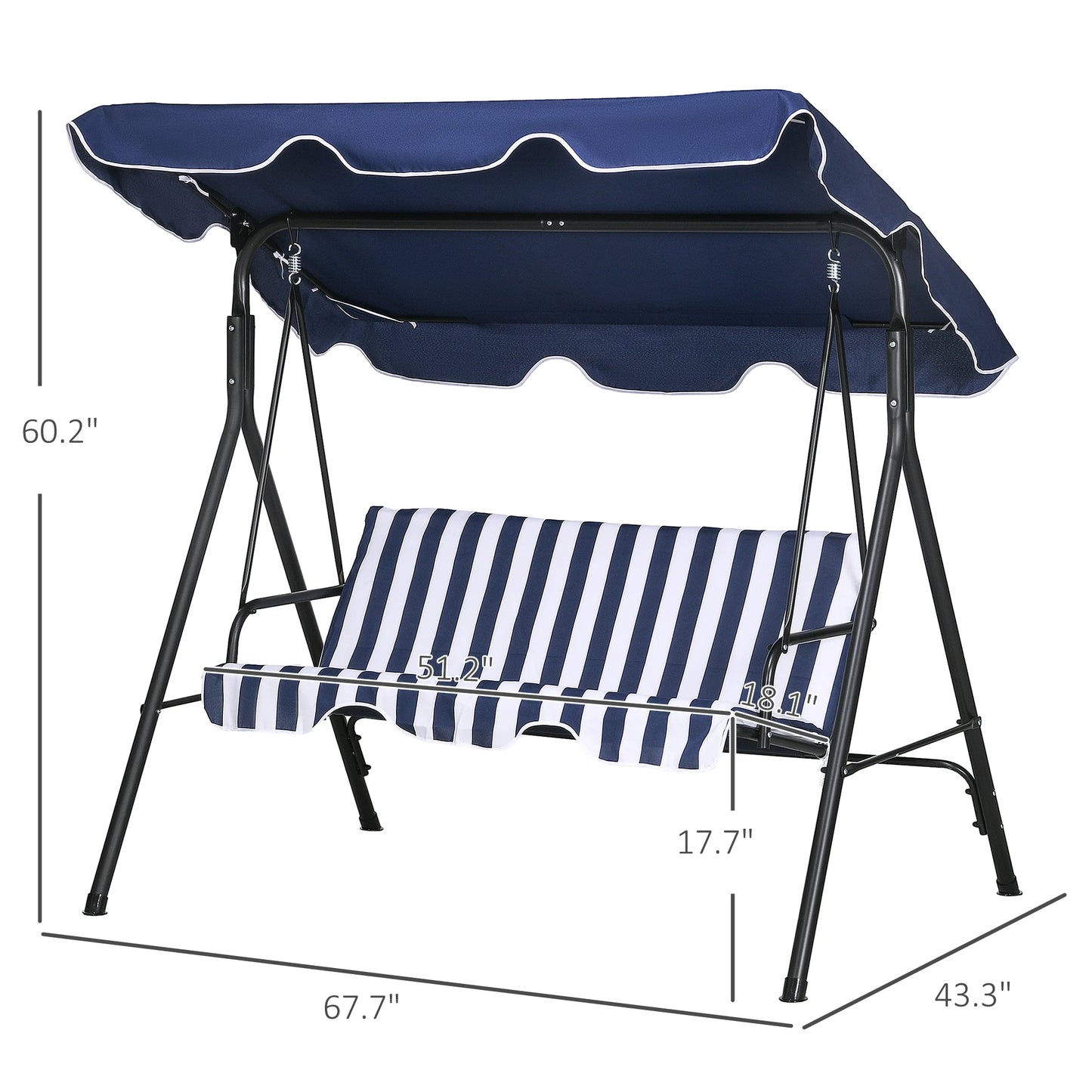 Outsunny Three Seat Porch Swing Hammock Bench With Canopy