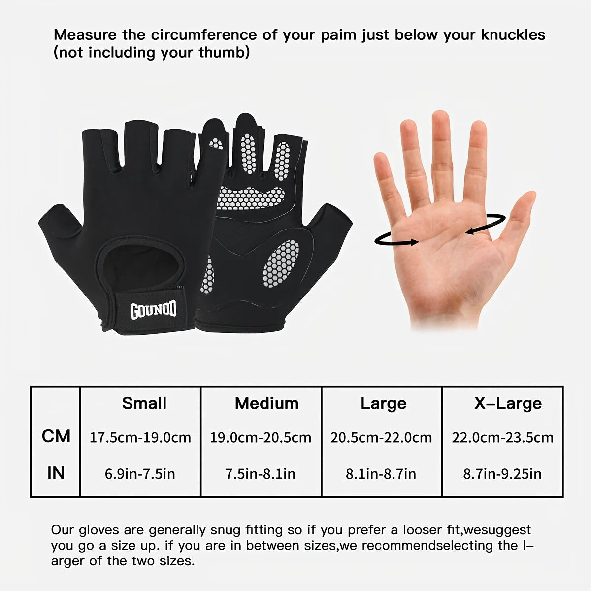 GOUNOD Half-Finger Sports Gloves Anti-Slip Breathable Fitness