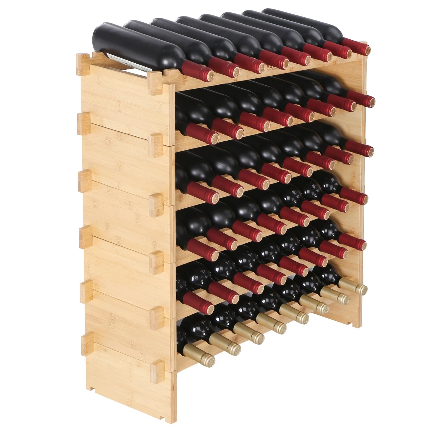 SucceBuy Bamboo 48 72 Bottle Stackable Wine Rack Free Standing