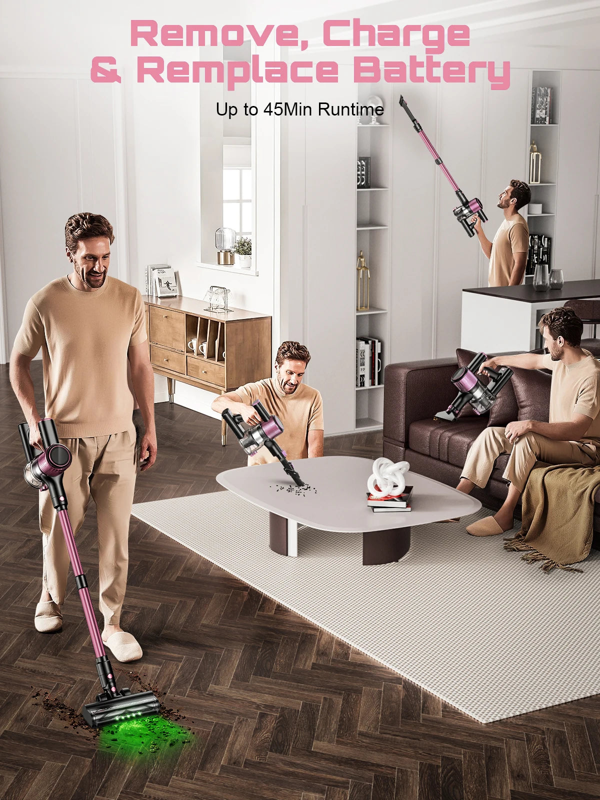 SUXIANGVAC Cordless 10 In 1 Stick Vacuum With 55Kpa Suction