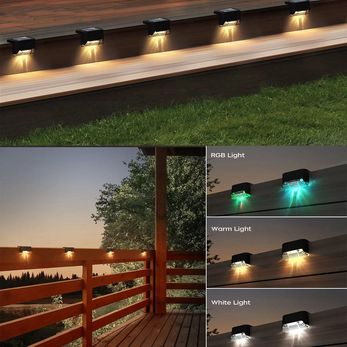 Solar Deck Lights Set Outdoor Waterproof LED For Stairs