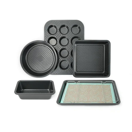 8Piece Nonstick Bakeware Set, Carbon Steel Bake Set 8Pcs with Round Cake Pan, Square Cake Pan, Pie pan,Loaf Pan, Muffin Pan, Coo