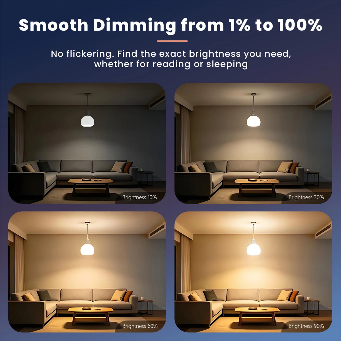 Smeileas 4 Pack RGBCW Smart LED Dimmable Music Sync Bulbs