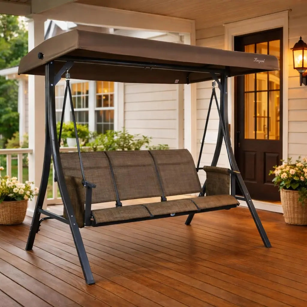 XIAOLANG Outdoor Porch Swing Glider With Adjustable Canopy