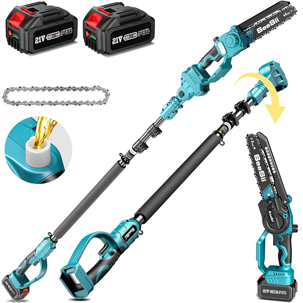Seesii Cordless Polesaw With Extension Pole For Tree Pruning