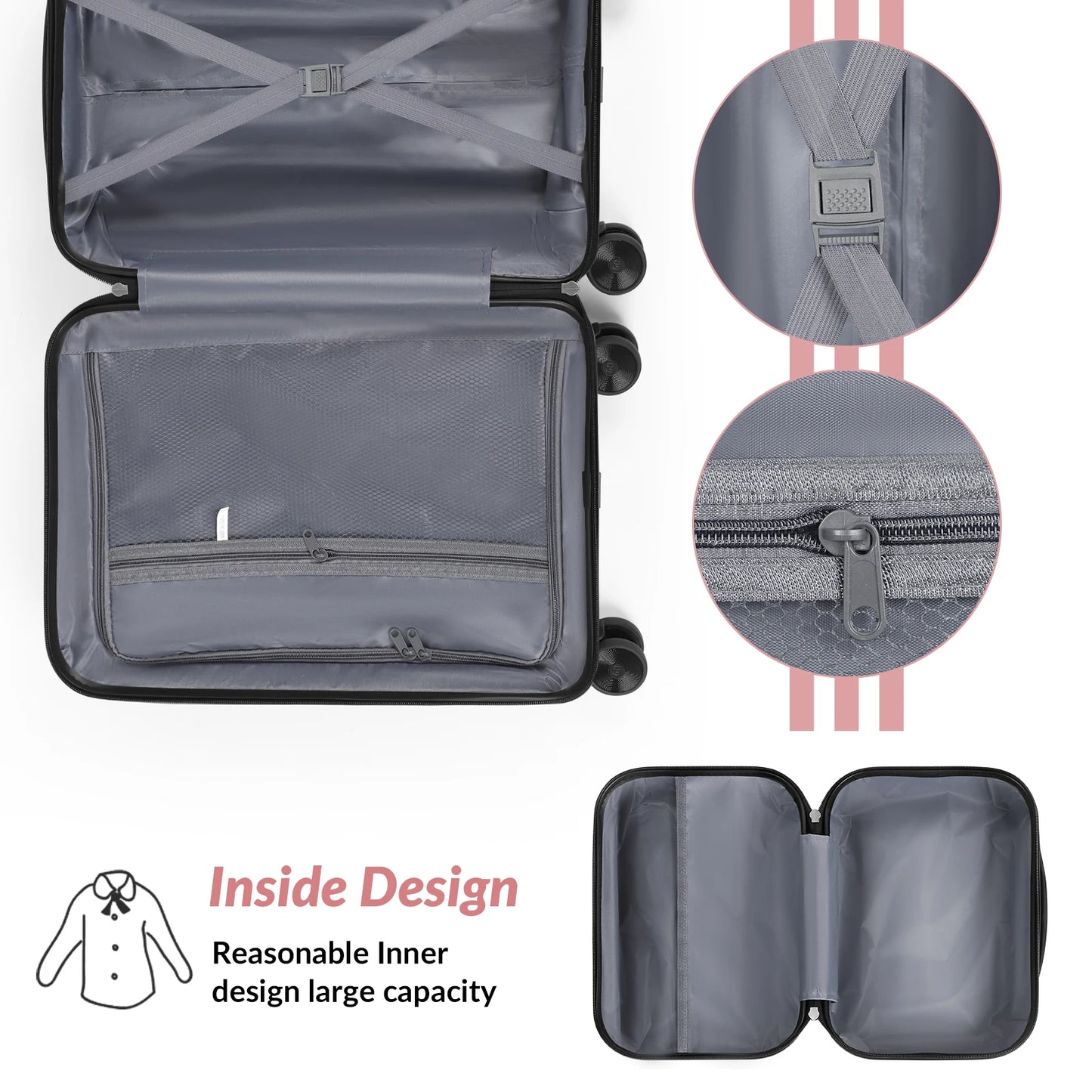 Captaintony Travel Luggage Hooks and Matching Suitcases Set