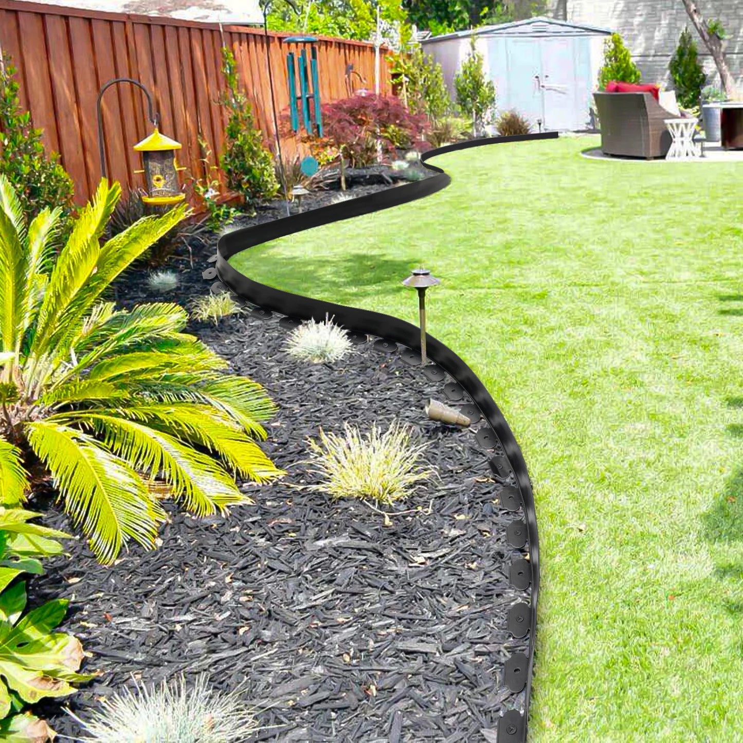 Garden Edge Kit With 60 Spikes Flexible Plastic Lawn Border