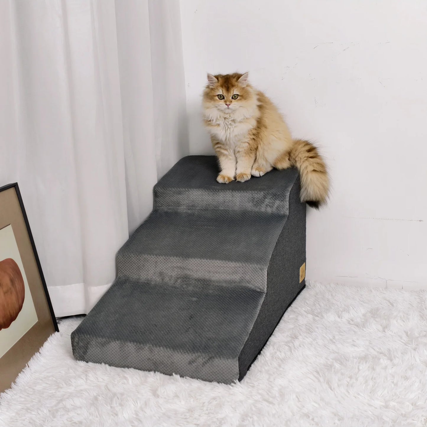 NONE Three Quarter Steps Dog Stairs Ramp With Washable Cover