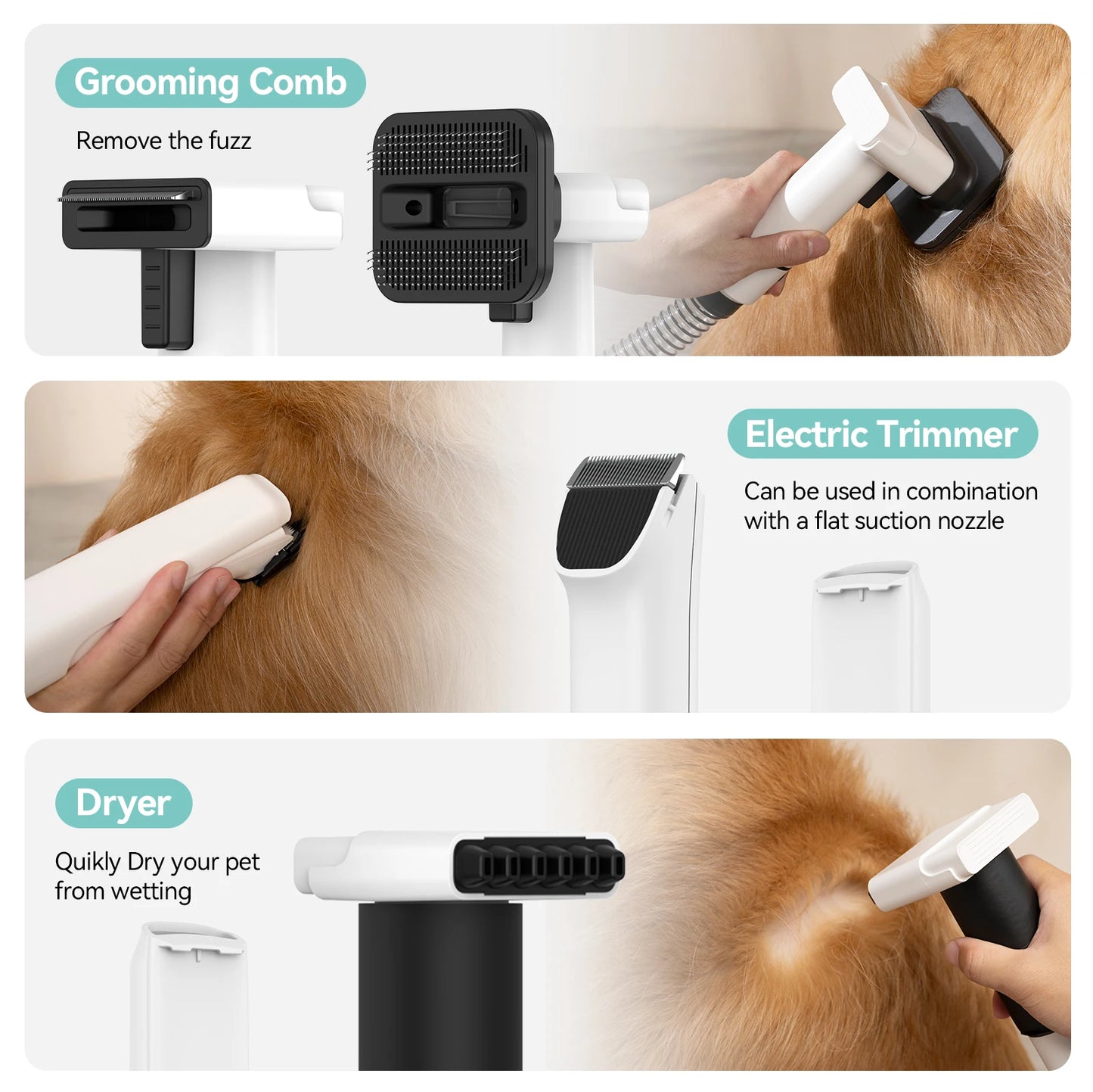 Pet Grooming Kit With Vacuum And Hair Dryer 15kPa Tools