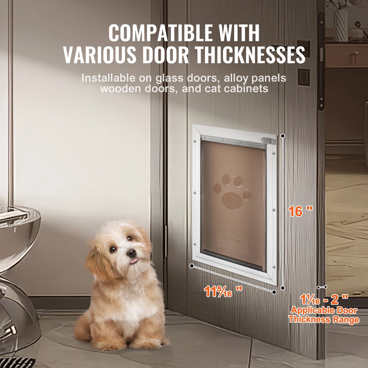 SucceBuy Pet Door Aluminum Frame Lock And Flap