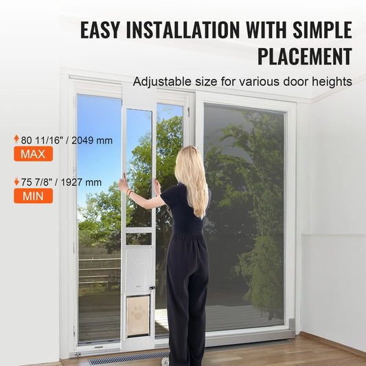 NONEDog Door For Sliding Glass Door Aluminum Frame Tempered Glass