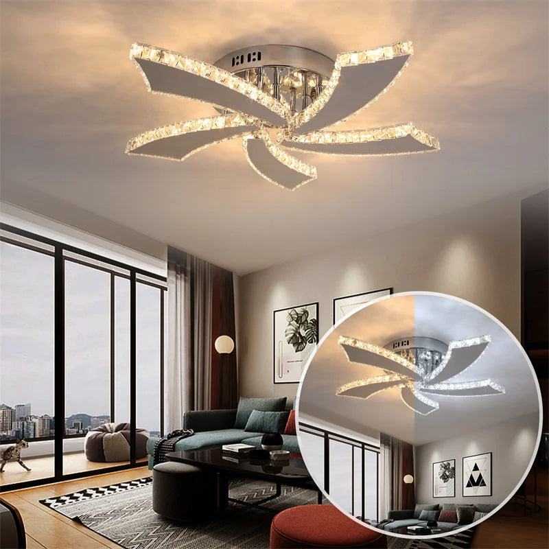 Vetrulus Modern Crystal LED Ceiling Fan With Smart Remote