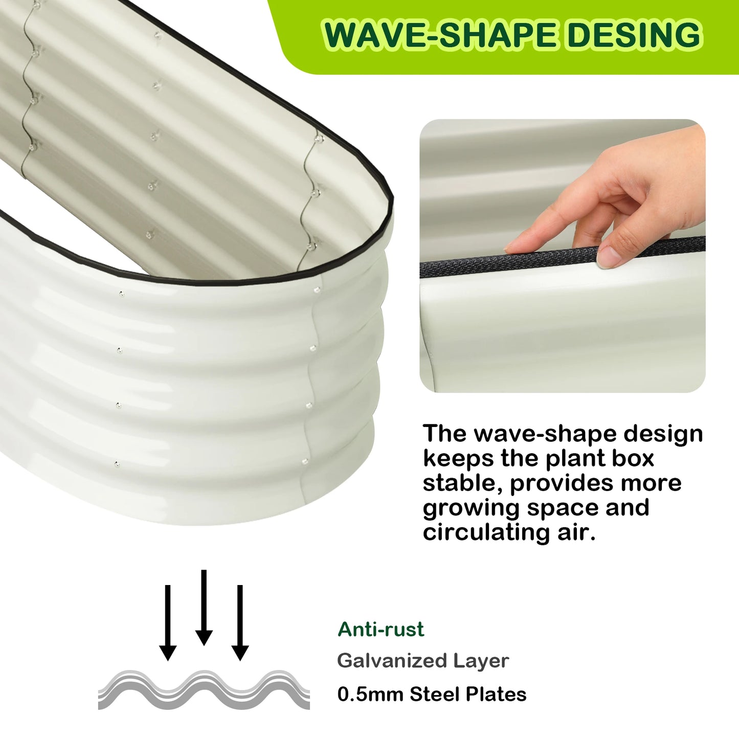 HiMISS Oval Galvanized Raised Garden Bed Set