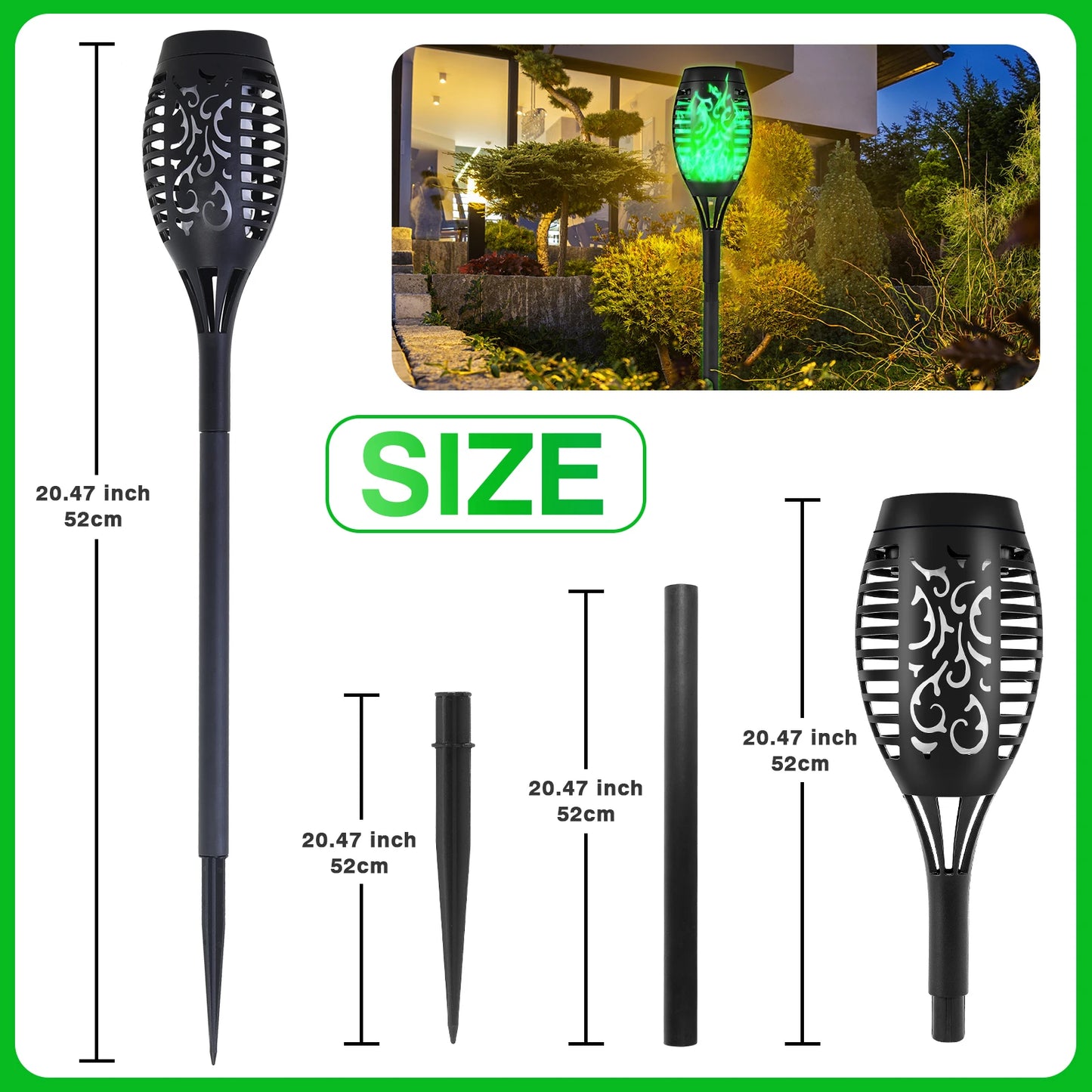 Solar Flame Light Outdoor Flickering Torch Lamp Waterproof Garden