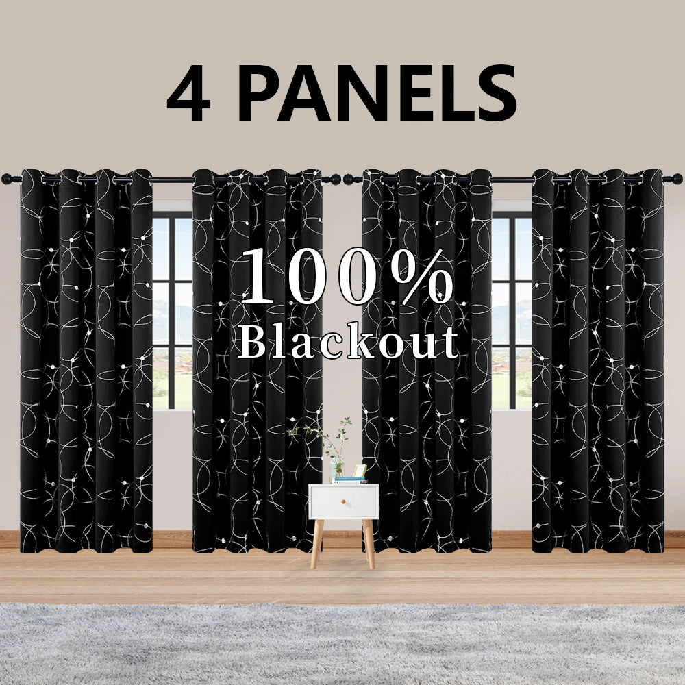 Blackout Curtains Thermal Insulated Room Darkening For Bedroom