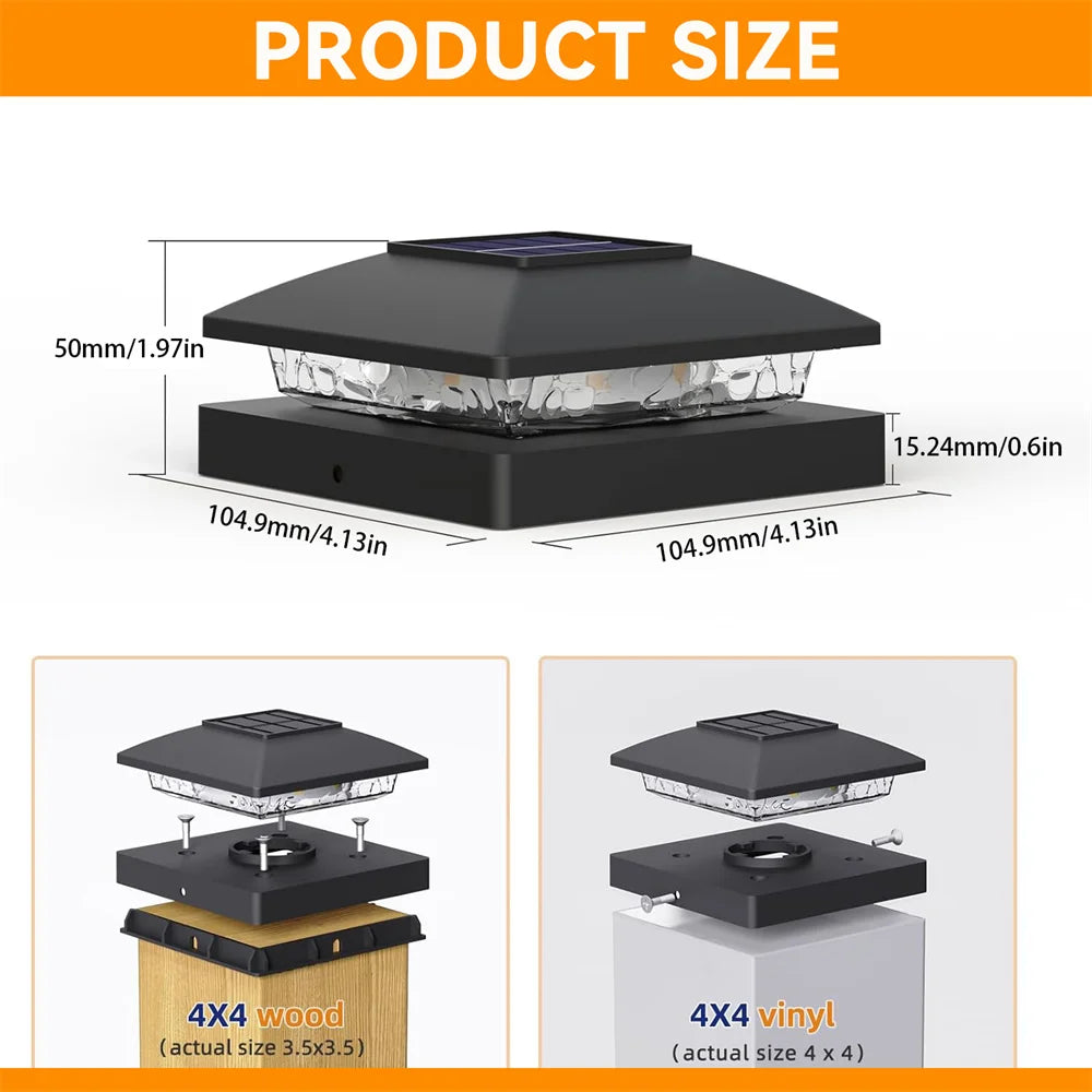6-Pack Solar Post Cap Light For Wood And Vinyl Posts