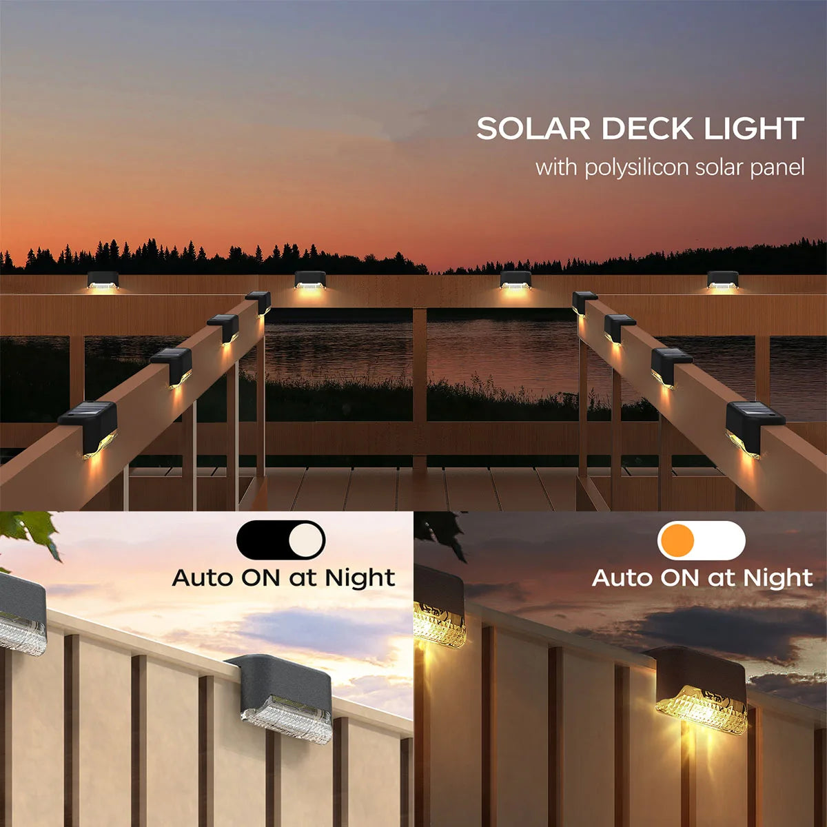 Solar Deck Lights Set Outdoor Waterproof LED For Stairs