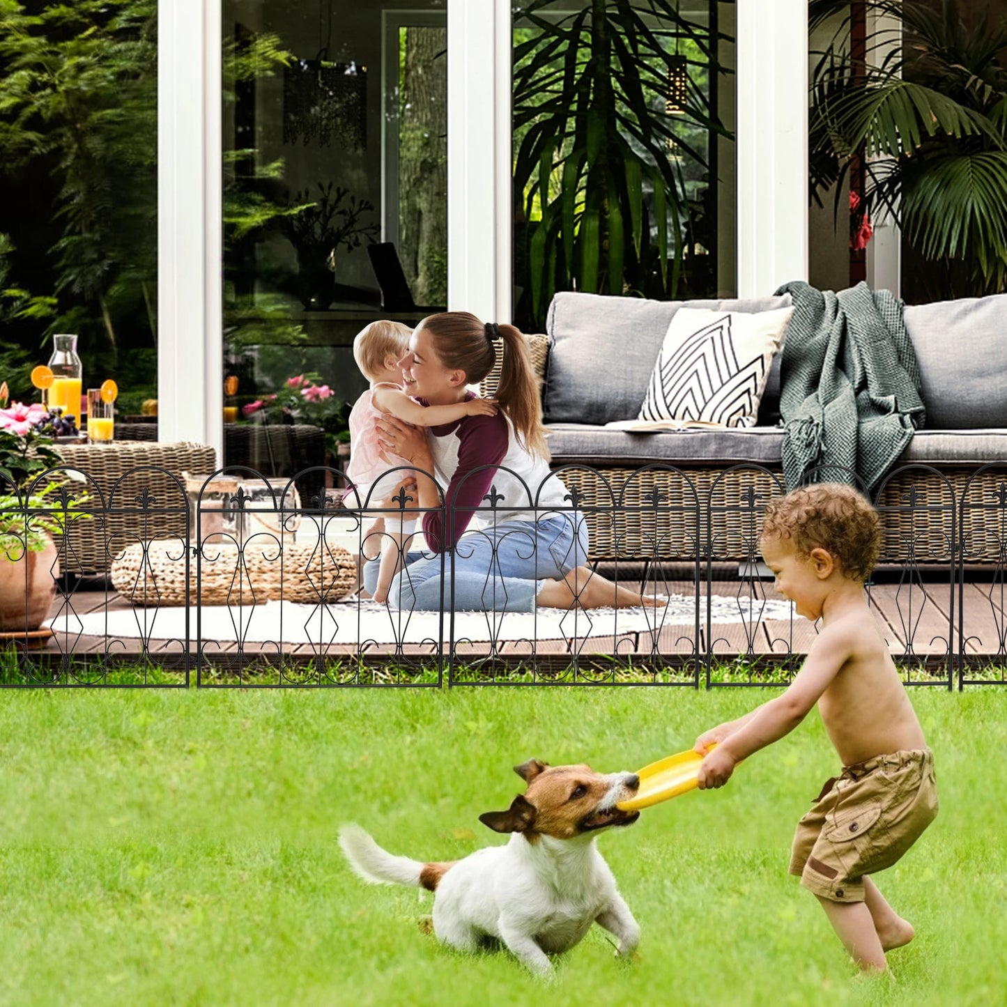 Outdoor Rustproof Metal Garden Border Fence Set Five Pieces