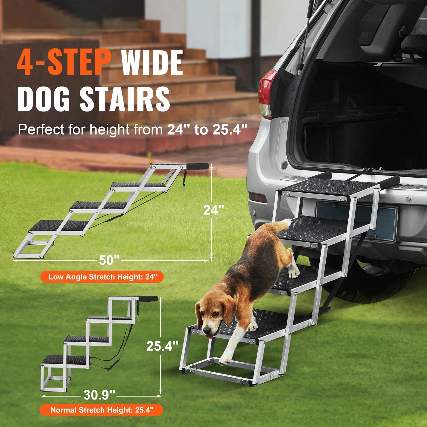 SucceBuy Folding Dog Car Steps Portable Pet Stairs 150 Lb