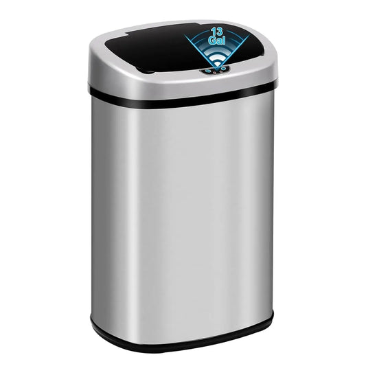 Stainless Steel Touchless Kitchen Trash Can With Lid